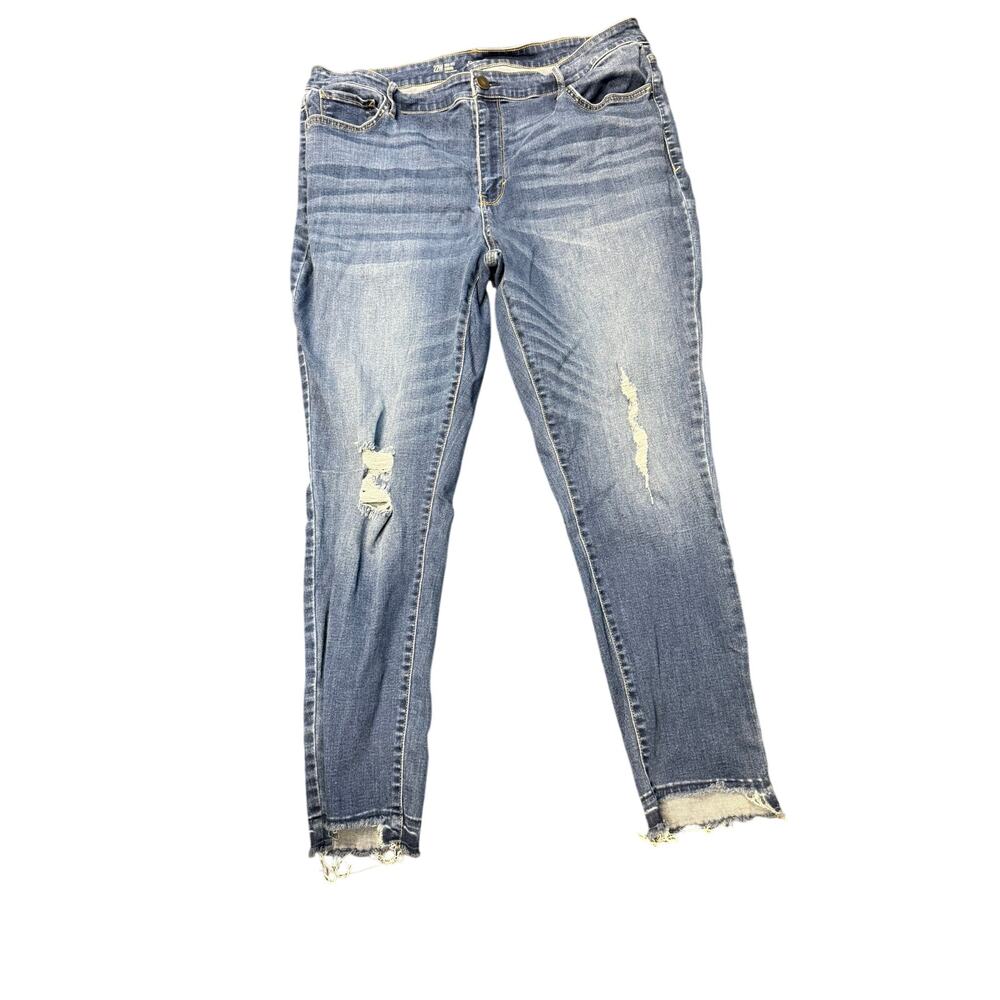 a.n.a Women's Blue High-Rise Distressed Raw Hem Jeggings Jeans Plus Size 22W